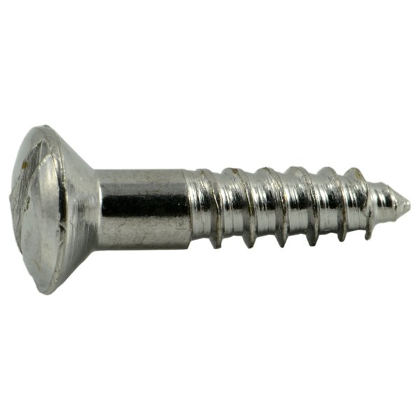 Midwest Fastener Wood Screw, #6, 5/8 in, Chrome Steel Oval Head Slotted Drive, 60 PK 62193